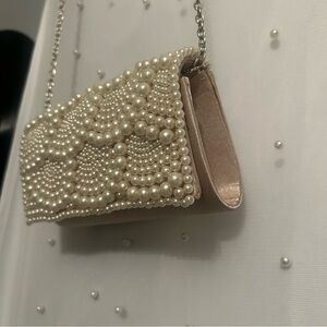 Pearl Flap Clutch + Strap Crossbody Purse